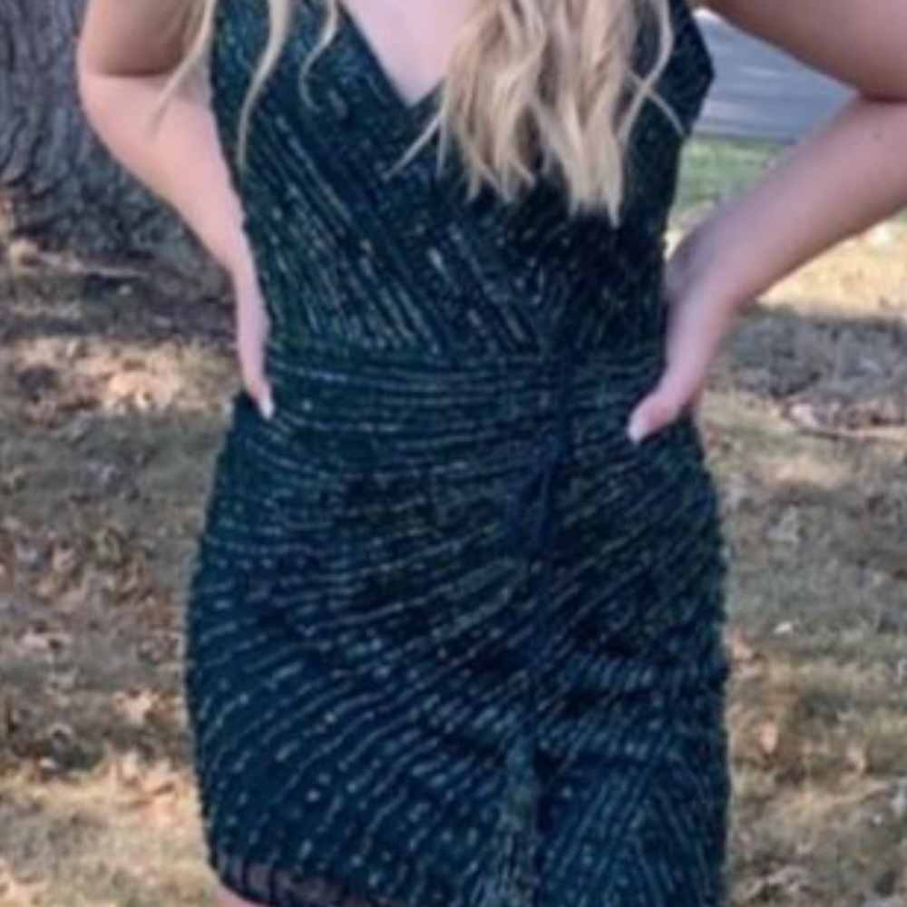 Sherri Hill Homecoming Dress, Size 2, Green&Navy
